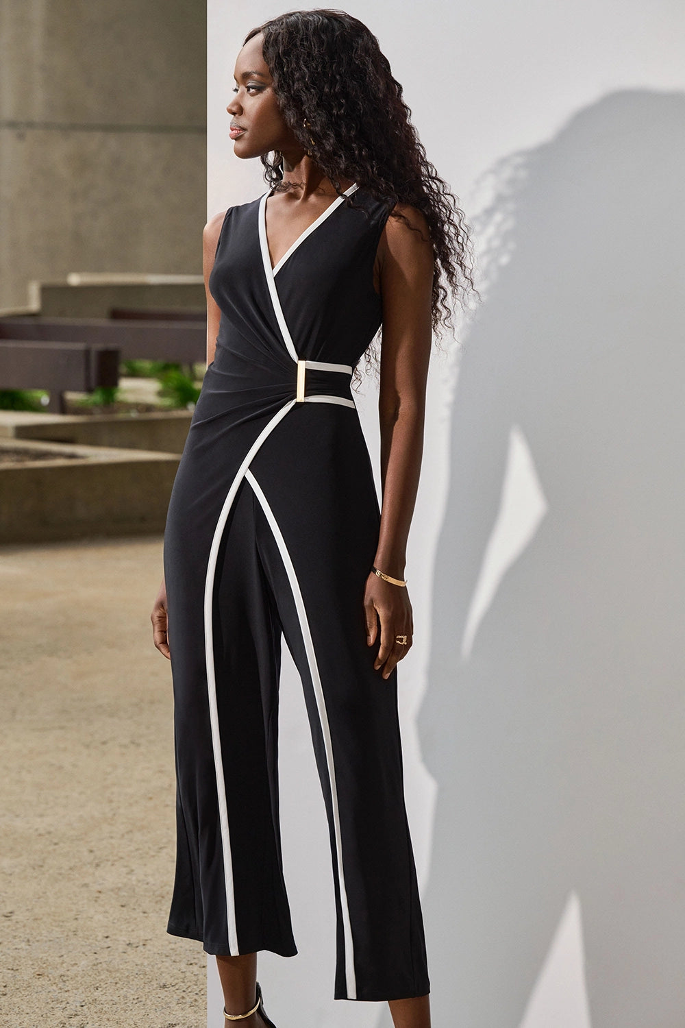 Joseph Ribkoff | Silky Knit Sleeveless Culotte Jumpsuit in Black