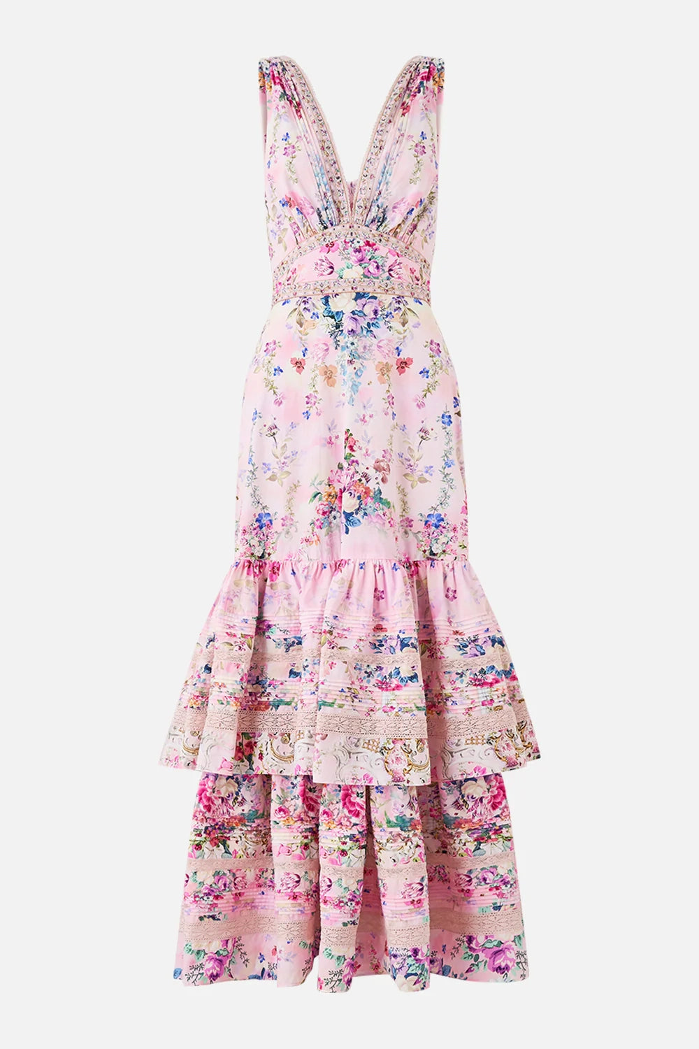 KIDS WIDE STRAP HIGH LOW DRESS WITH FRILLS PALATIAL PASTELS