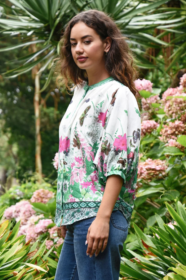 CURATE | EMBRACE THE PRESENT SHIRT - FLORAL BORDER