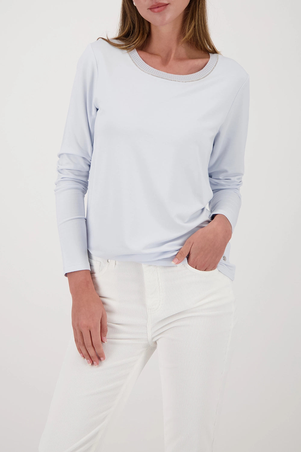 MONARI | LONG-SLEEVE WITH KNITTED COLLAR - ICE BLUE 809332