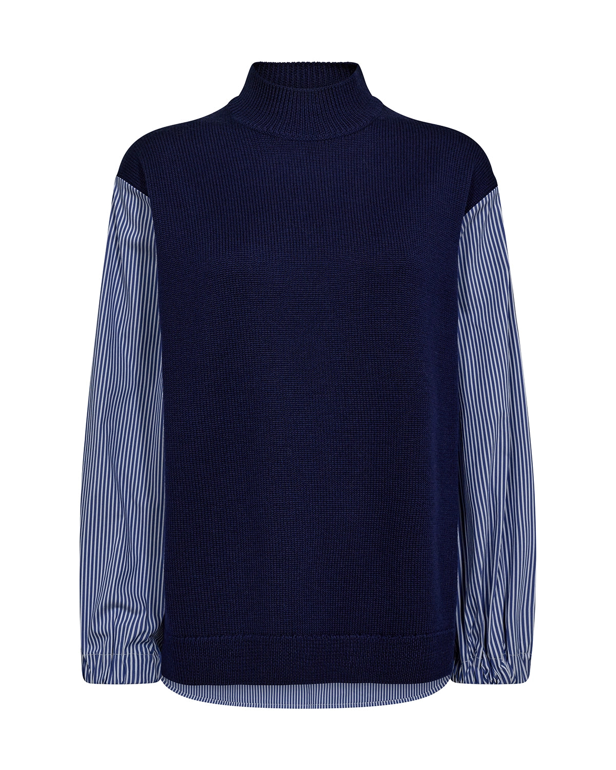 MOS MOSH | JUELLA LS STRIPE COMBI KNIT - MARITIME BLUE 173200