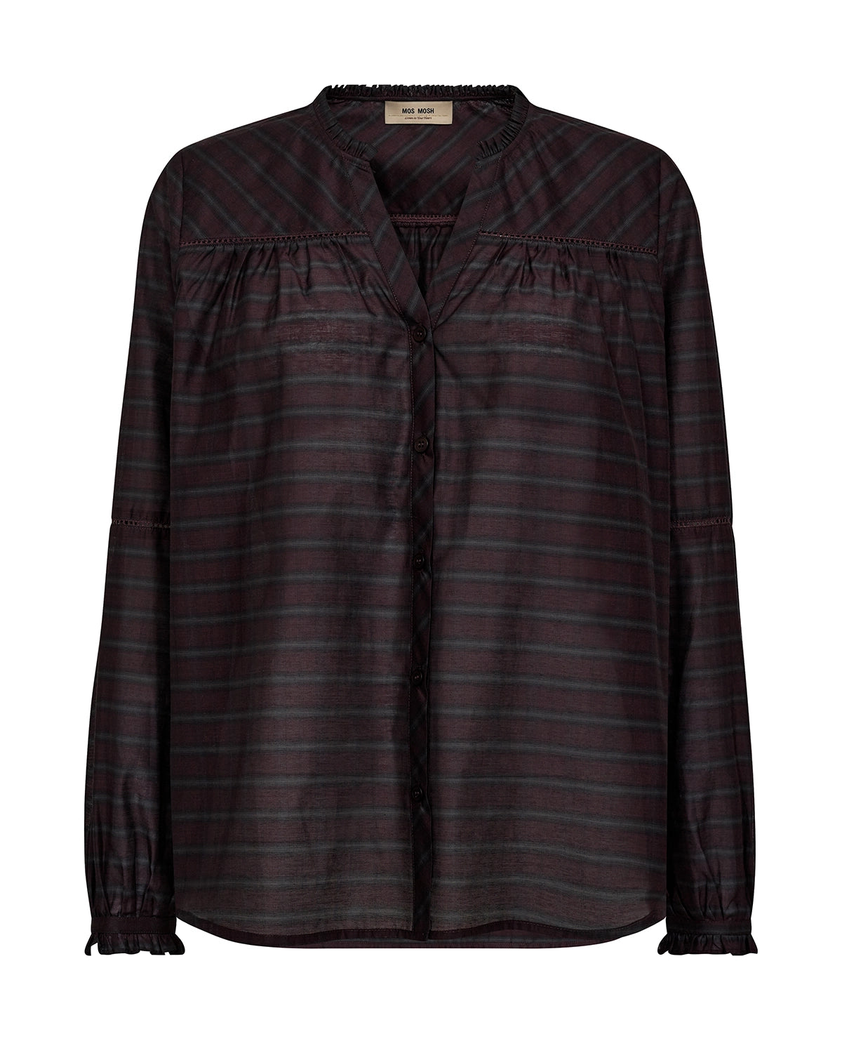 MOS MOSH | BENEDETTA SILKY SHIRT - FUDGE 173360