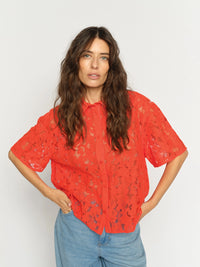 MOS MOSH | LIA RIVER SS LACE SHIRT - SPICY ORG 177140