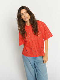 MOS MOSH | LIA RIVER SS LACE SHIRT - SPICY ORG 177140