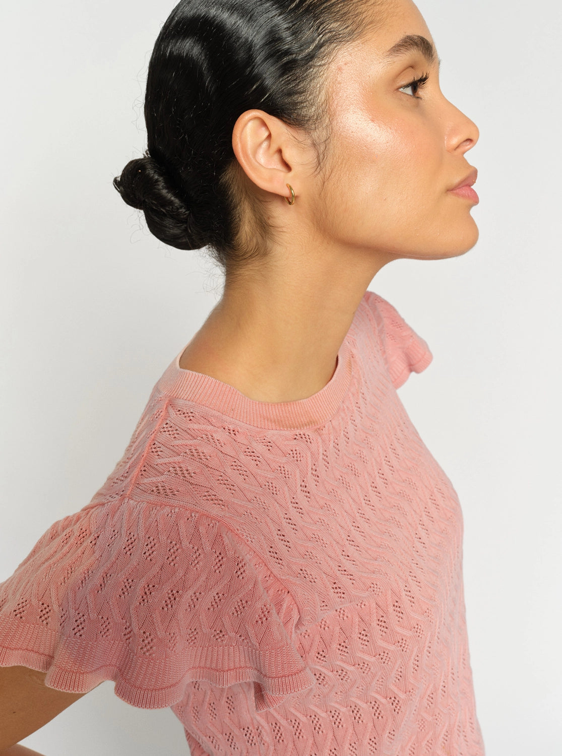 MOS MOSH | GANNA PATTERN O-NECK KNIT TOP - PEACHY 177580