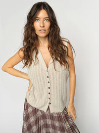 MOS MOSH | RINJA MARISOL LINE KNIT TOP - ECRU 177720
