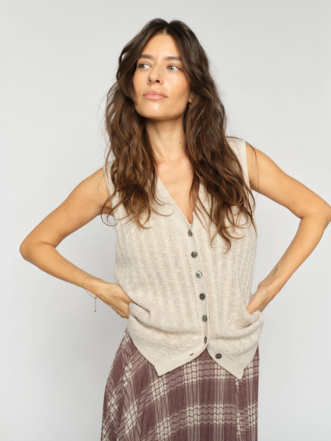 MOS MOSH | RINJA MARISOL LINE KNIT TOP - ECRU 177720
