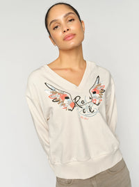 MOS MOSH | COSETTE V-LS SPRING SWEATSHIRT - ECRU 178020