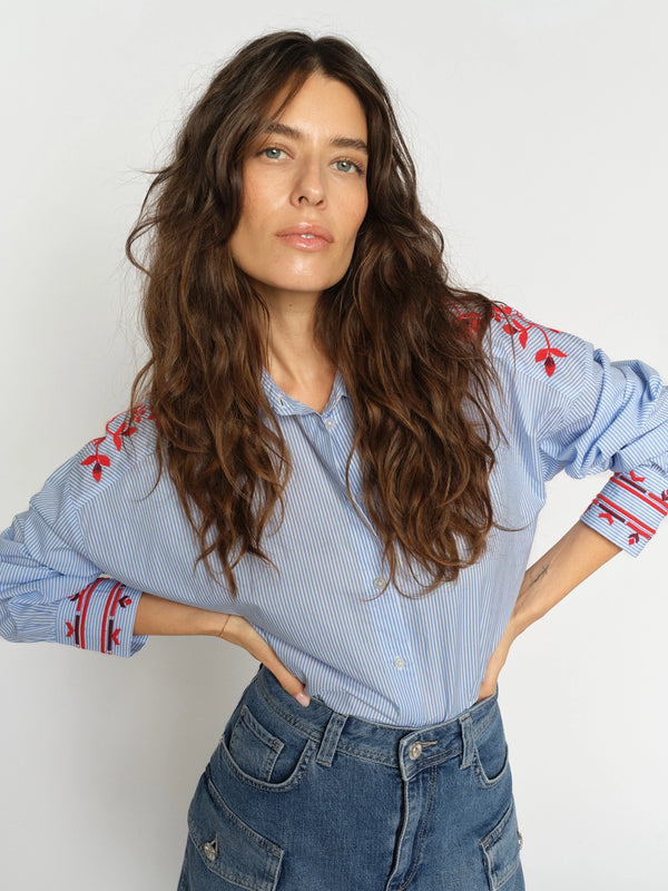 MOS MOSH | OSMO STRIPEY SHIRT - BRNR BLUE 178550
