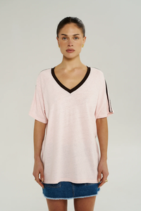 SUMMI SUMMI | V NECK JERSEY TEE - DUSTY ROSE