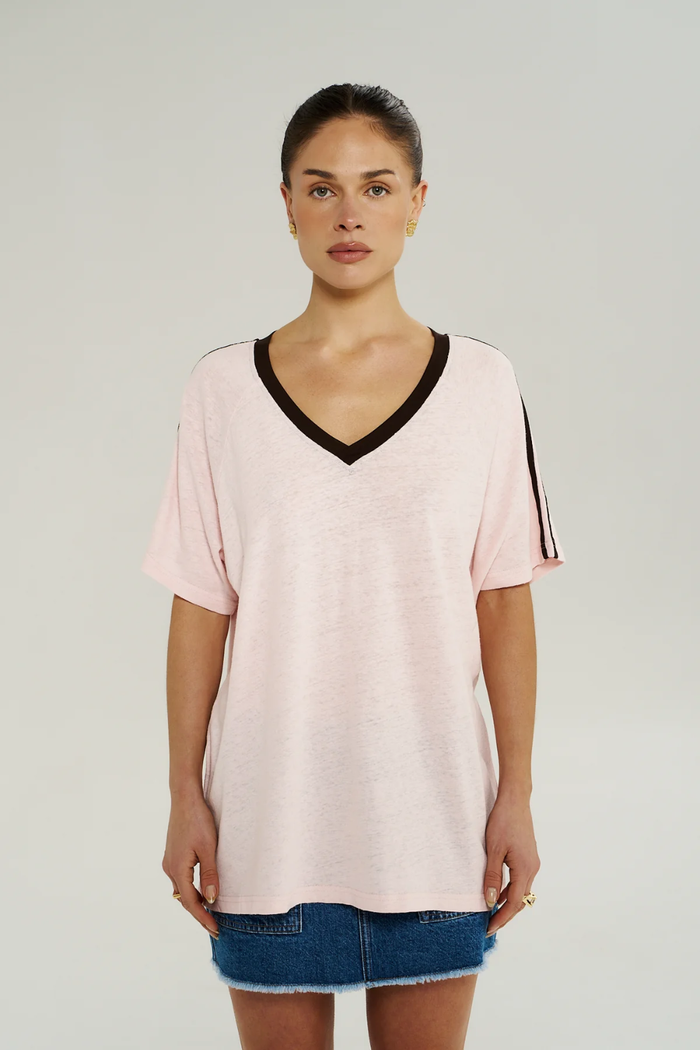 SUMMI SUMMI | V NECK JERSEY TEE - DUSTY ROSE