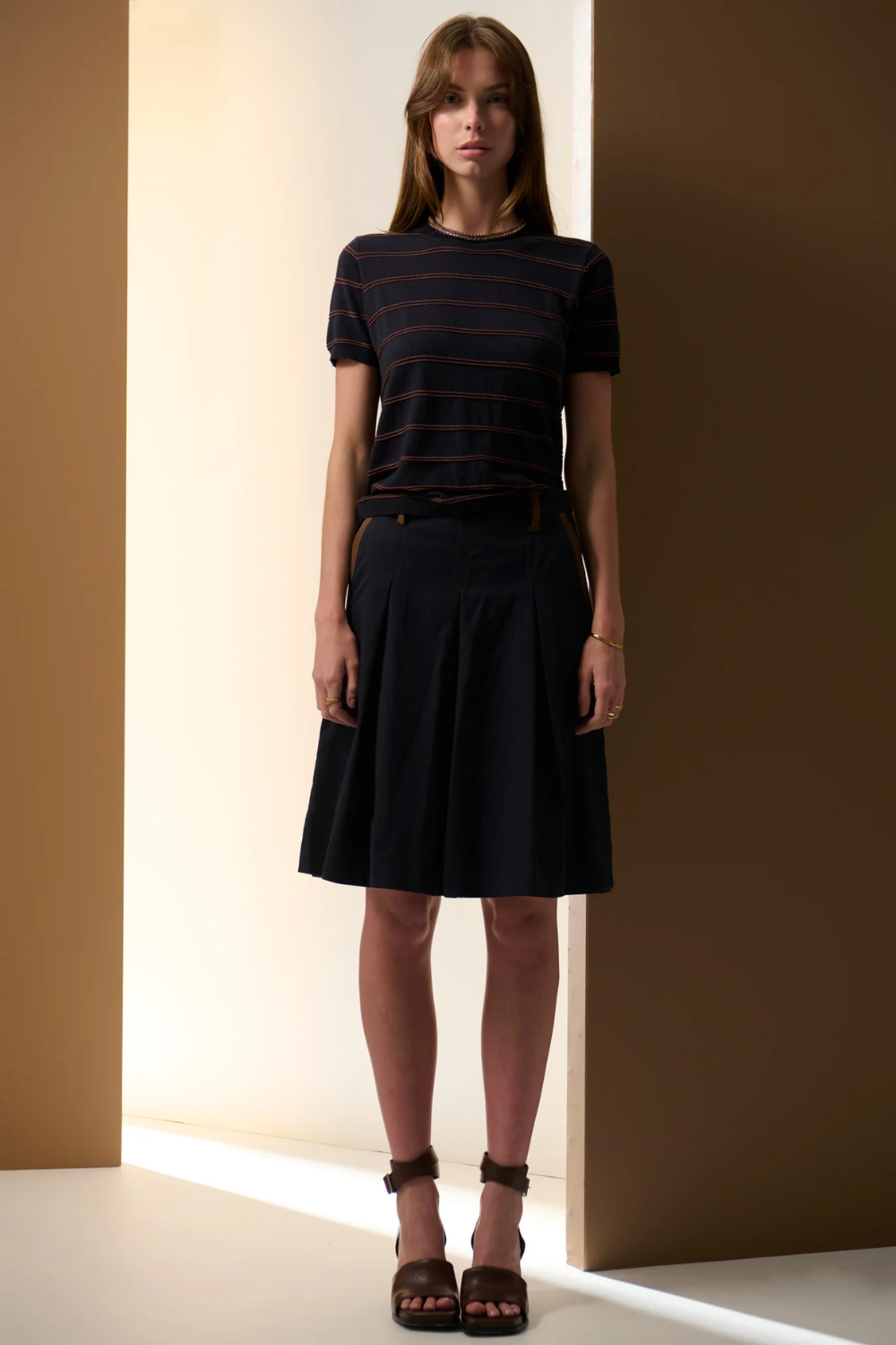 POL | SABLE TEE STRIPE - INK/CHOC