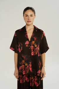 SUMMI SUMMI | BUTTON UP SS SHIRT - CHOCOLAT PETALS