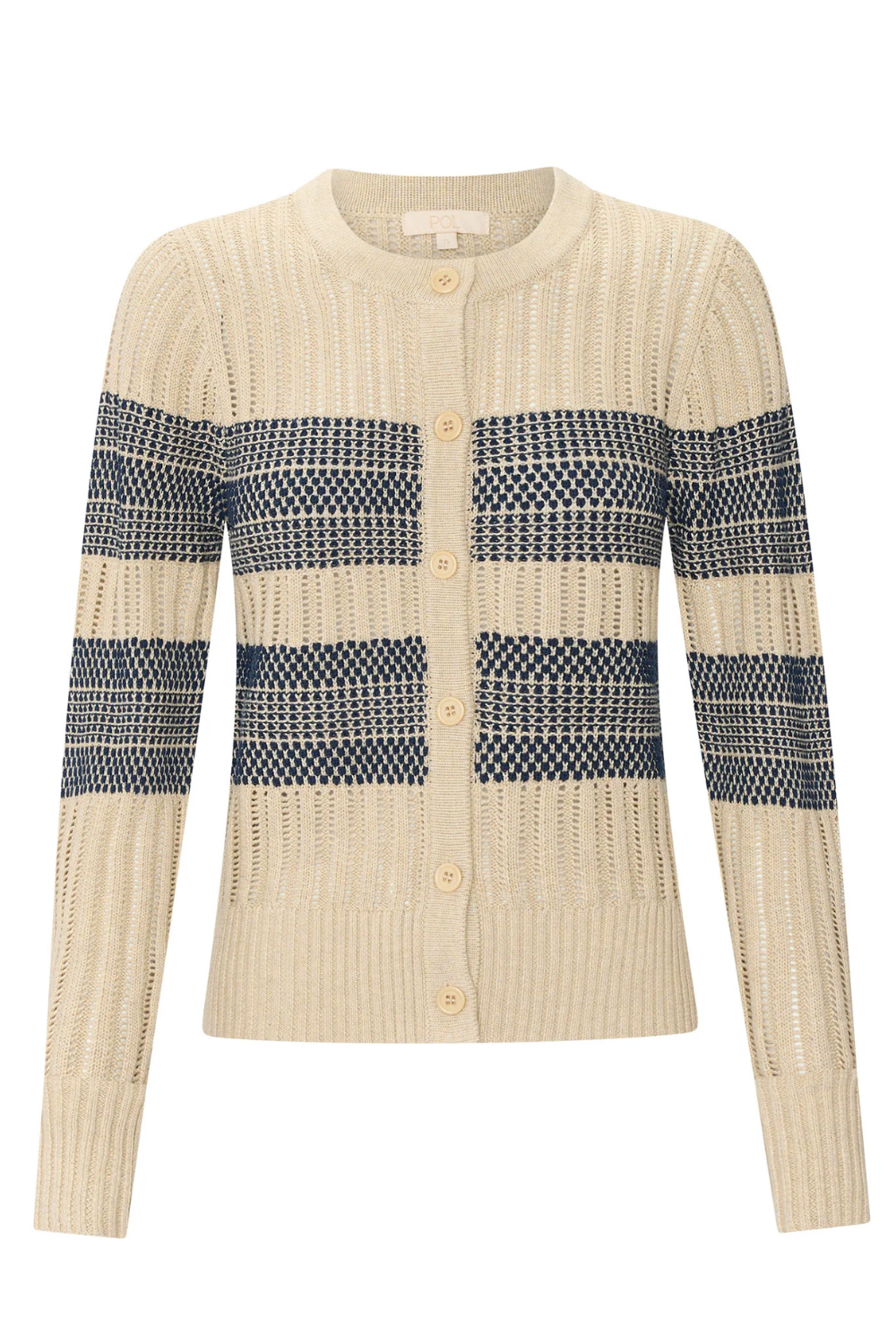 POL | SABLE CARDIGAN STRIPED - PEBBLE/INK