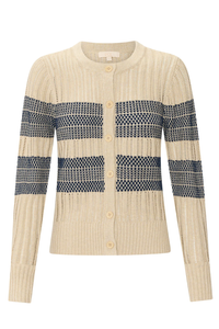 POL | SABLE CARDIGAN STRIPED - PEBBLE/INK