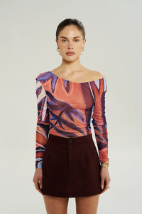 SUMMI SUMMI | LS OFF SHOULDER TOP - BORDEAUX