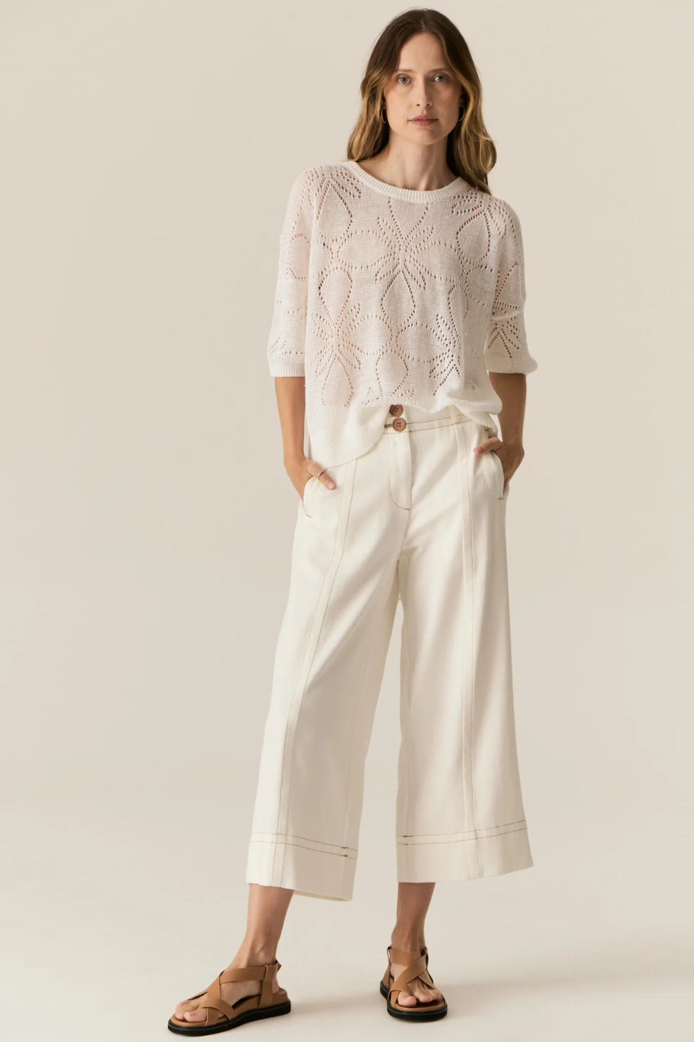 POL | CARSEN CROP PANT - ECRU