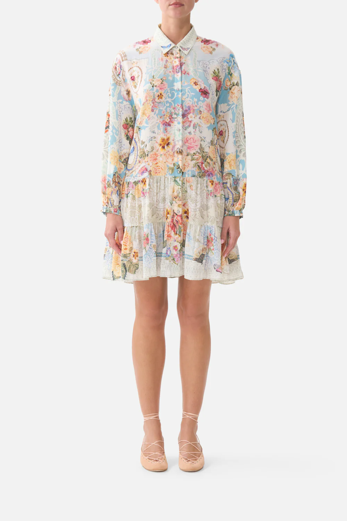 CAMILLA | A TASTE FOR LACE LONG SLEEVE TIERED SHORT DRESS