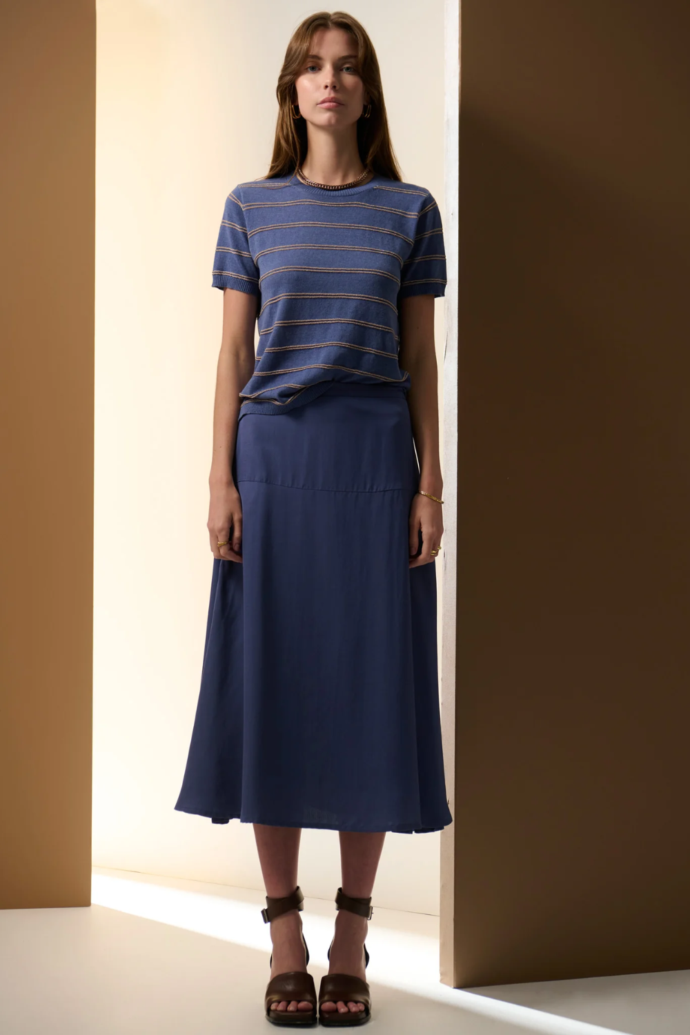 POL | SABLE TEE STRIPE - BLUE/GOLD
