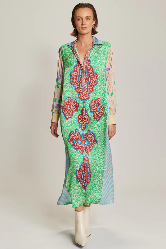 ME369 | Kennedy Placket Maxi Dres - Shipibo 225L70869