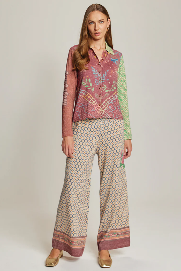 ME369 | Michelle Wide Leg Knit Pant - Shipibo 225S91253