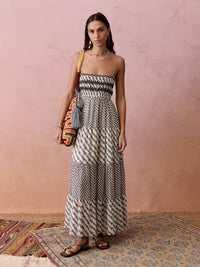Boteh | Levante Shirred Maxi Dress - Pebble Black