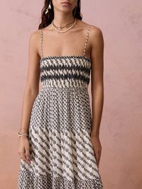 Boteh | Levante Shirred Maxi Dress - Pebble Black