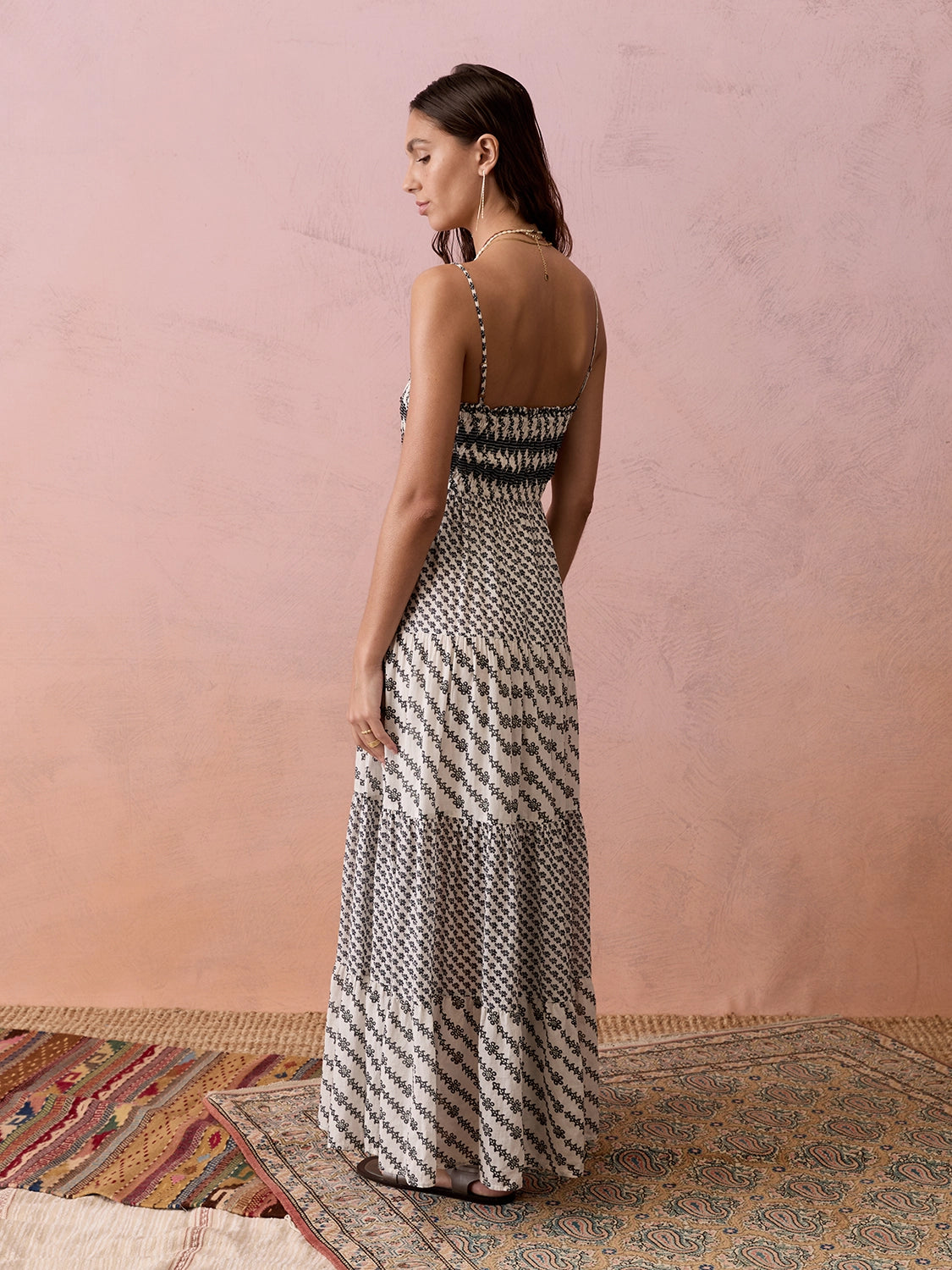 Boteh | Levante Shirred Maxi Dress - Pebble Black