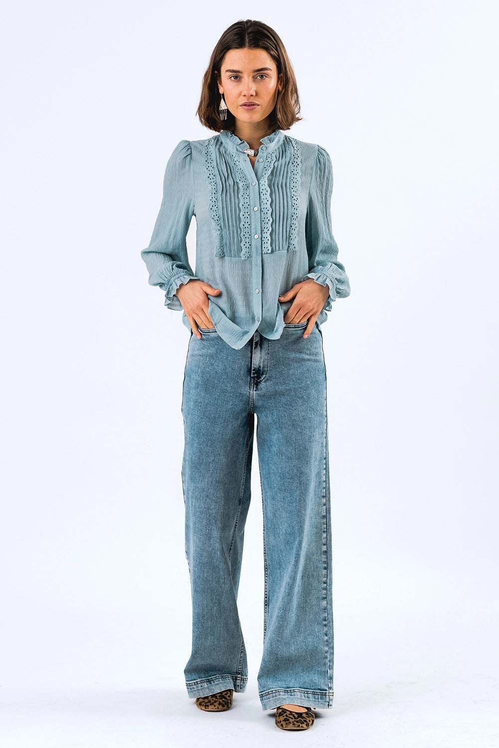 Lollys Laundry | ArielLL Shirt LS - Dusty Blue
