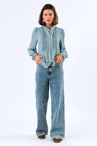 Lollys Laundry | ArielLL Shirt LS - Dusty Blue