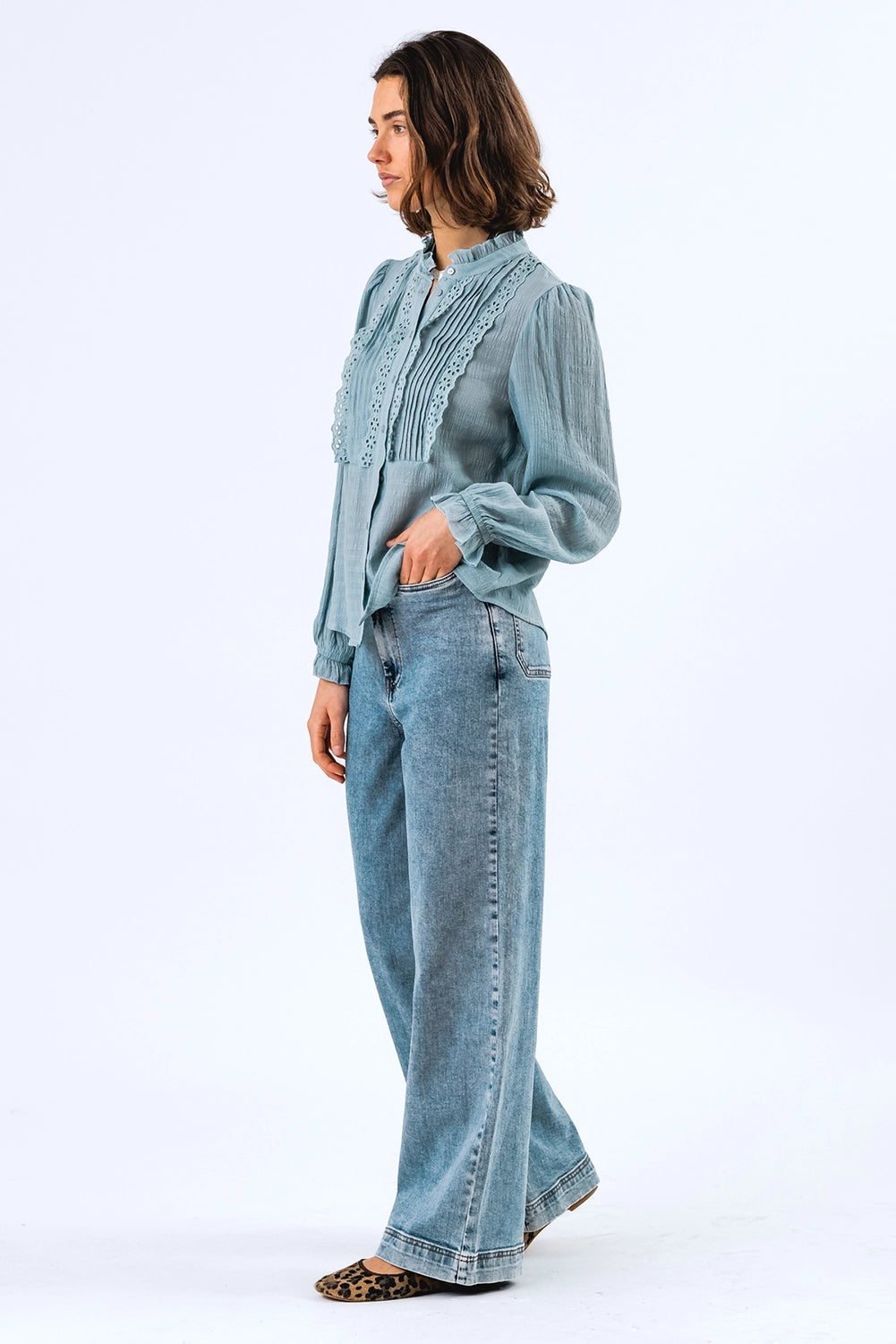 Lollys Laundry | ArielLL Shirt LS - Dusty Blue