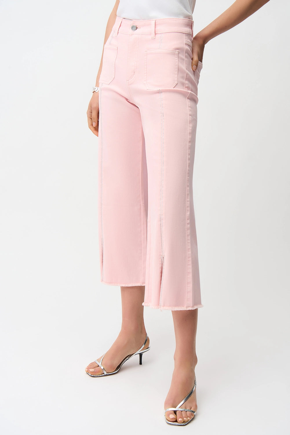 Joseph Ribkoff | Claudia | Culotte Jeans With Embellished Front Seam - Petal Pink 251901S26