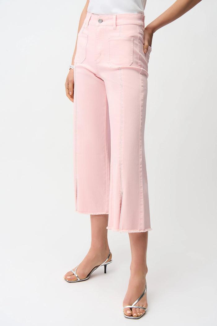 Joseph Ribkoff | Claudia | Culotte Jeans With Embellished Front Seam - Petal Pink 251901S26