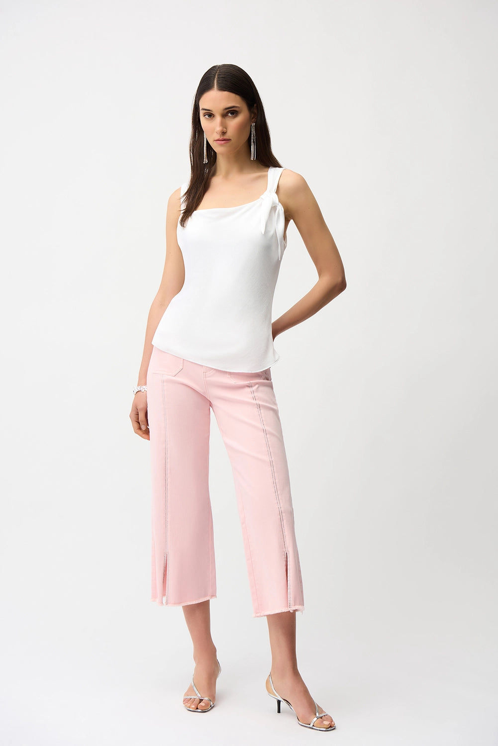Joseph Ribkoff | Claudia | Culotte Jeans With Embellished Front Seam - Petal Pink 251901S26
