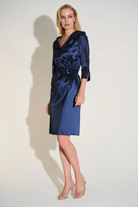 Joseph Ribkoff | Signature | Stretch Taffeta Sheath Dress with Sash Belt - Navy 252718F25