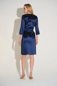 Joseph Ribkoff | Signature | Stretch Taffeta Sheath Dress with Sash Belt - Navy 252718F25