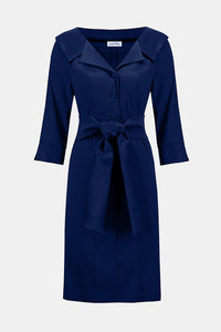 Joseph Ribkoff | Signature | Stretch Taffeta Sheath Dress with Sash Belt - Navy 252718F25