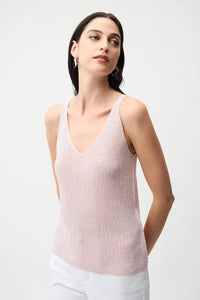 Joseph Ribkoff | Metallic Knitted Camisole with Rhinestones - Petal Pink 252915S26