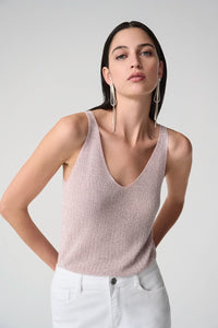 Joseph Ribkoff | Metallic Knitted Camisole with Rhinestones - Petal Pink 252915S26