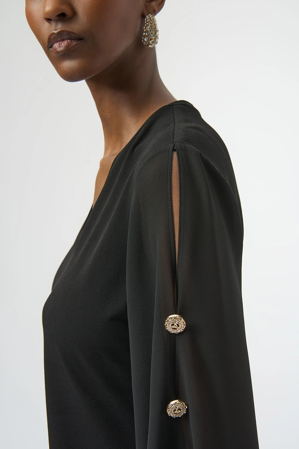 Joseph Ribkoff | Moss Crepe and Chiffon Fitted Top 254093