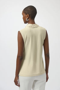 Joseph Ribkoff | Recycled Satin & Silky Knit Sleeveless Wrap Top - Birch 254215