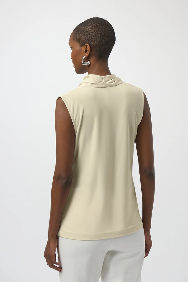 Joseph Ribkoff | Recycled Satin & Silky Knit Sleeveless Wrap Top - Birch 254215