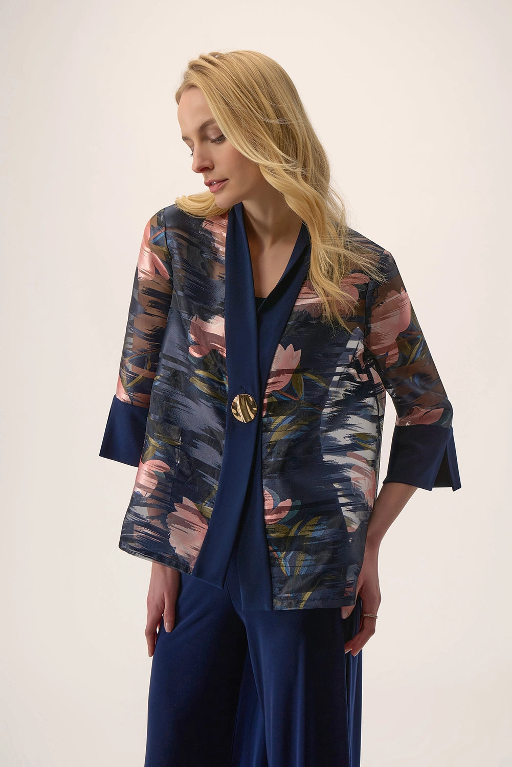 Joseph Ribkoff | Signature | Jacquard Organza Floral Print Swing Jacket 254729