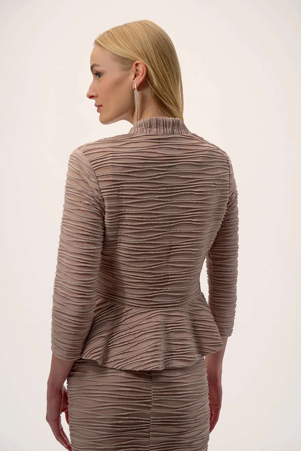 Joseph Ribkoff | Signature | Lurex Cascade Knit Cover-Up and Cami Set - Sand 254732