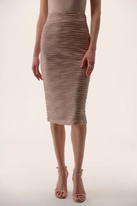 Joseph Ribkoff | Signature | Lurex Cascade Knit Pull-On Pencil Skirt - Sand 254733