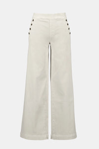 Joseph Ribkoff wide-leg pull-on jeans in birch Repreve stretch denim with snap pocket detail, sustainable women’s denim style at Hollie Rose.

