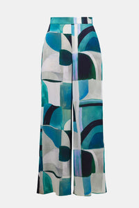 Joseph Ribkoff | Textured Satin Geometric Print Wide Leg Pull-On Pants 261042