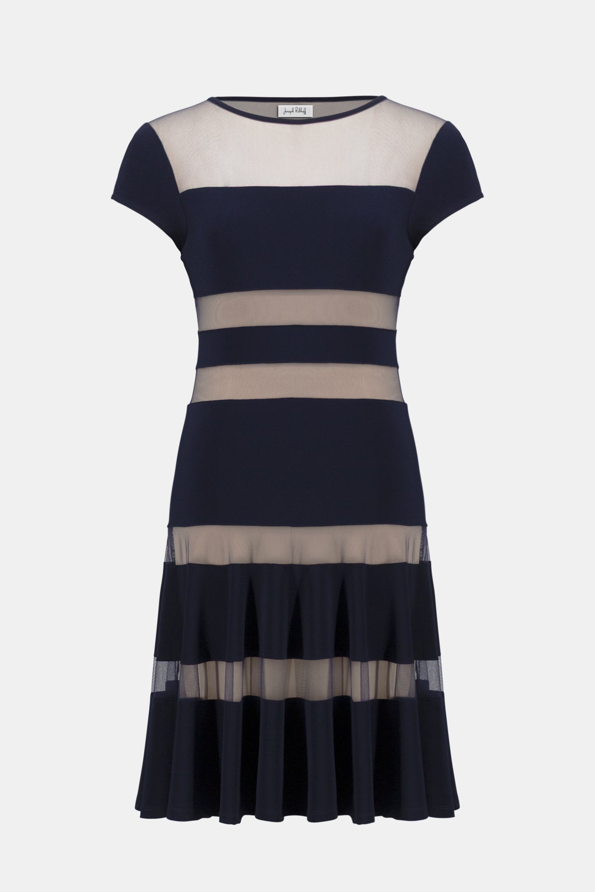 Joseph Ribkoff | Silky Knit Fit and Flare Dress With Mesh Inserts - Midnight 261050