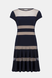 Joseph Ribkoff | Silky Knit Fit and Flare Dress With Mesh Inserts - Midnight 261050