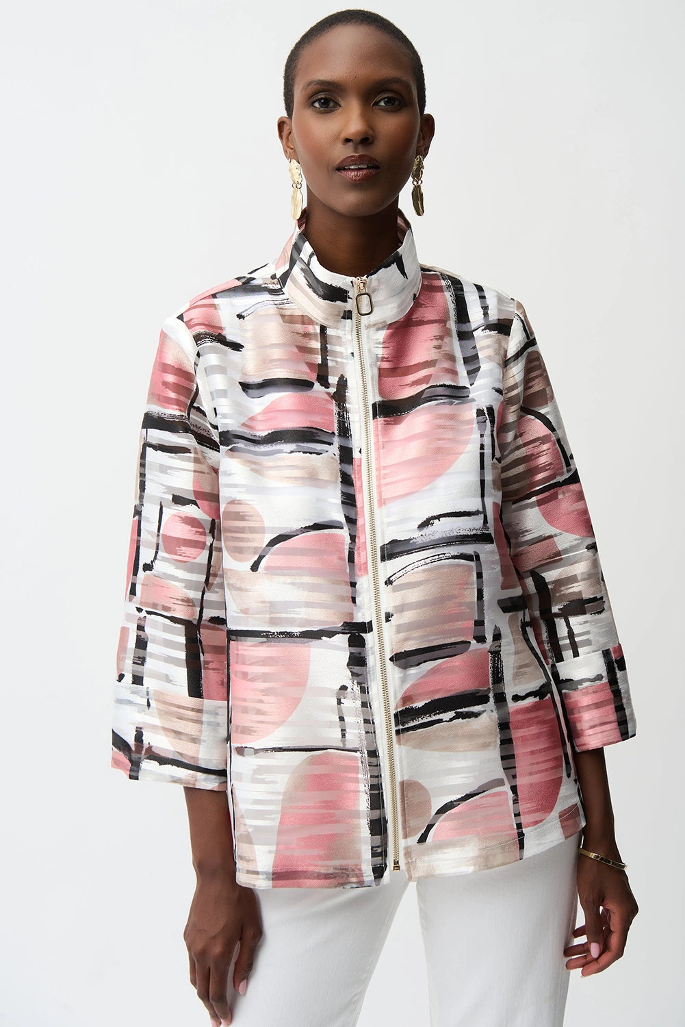 Joseph Ribkoff | Organza Jacquard Abstract Print Boxy Jacket 261052